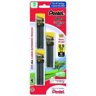 Pentel Super Hi Polymer Lead Refill 0.9mm, Thick, HB, 90 Pieces of 