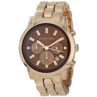 Womens Rose Gold Stainless Steel Link Bracelet Quartz Chronograph