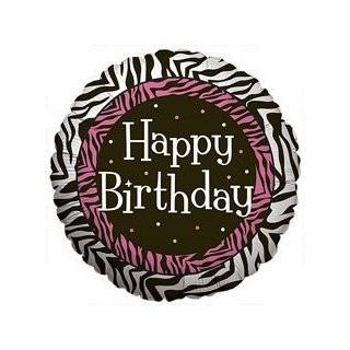 Happy Birthday Zebra Pink Dots 18 Balloon Mylar