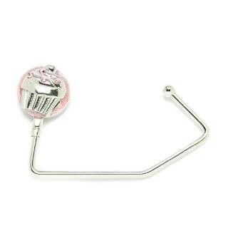 Pink/Silver 3D Cupcake Foldable Purse Hook Bag Hanger with 