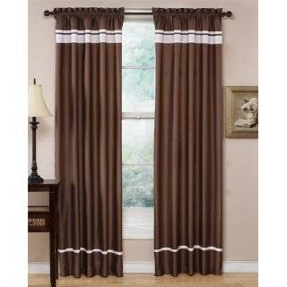   Chocolate and White Stripe Set of 2 Window Panels Coverings Treatments